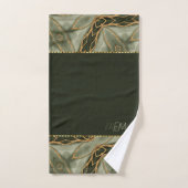 Monogram Goud Donkergroen Stijlvol Modern Bad Handdoek (Handdoek)