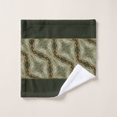 Monogram Goud Donkergroen Stijlvol Modern Bad Handdoek (Wasdoekje)