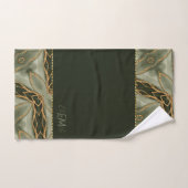 Monogram Goud Donkergroen Stijlvol Modern Bad Handdoek (Handdoek)