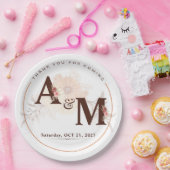 Monogram Goud Elegant Bruiloft Papieren Bordje (Feest)