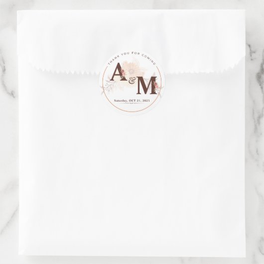 Monogram Goud Elegant Bruiloft Sticker (Tas)