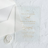 Monogram Goud Elegante Kalligrafie Huwelijk Acryl Uitnodigingen