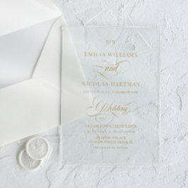 Monogram Goud Elegante Kalligrafie Huwelijk Acryl Uitnodigingen