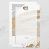 Monogram | Goud en grijs Briefpapier (Voorkant / Achterkant)