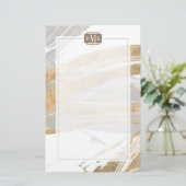Monogram | Goud en grijs Briefpapier (Staand voorkant)
