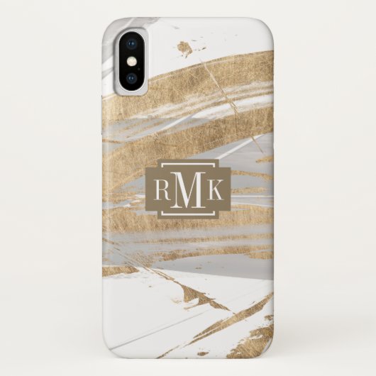 Monogram | Goud en grijs Case-Mate iPhone Case (Achterkant)
