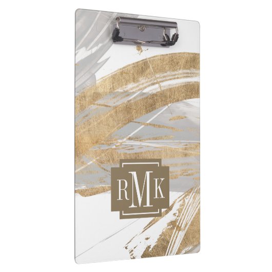 Monogram | Goud en grijs Klembord (Rechts)