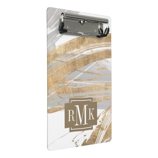 Monogram | Goud en grijs Mini Klembord (Schuin)