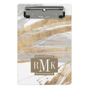 Monogram   Goud en grijs Mini Klembord