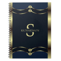 Monogram Goud en Marine Blauw Geometrisch