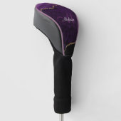 monogram goud en paarse agate golfheadcover (Schuin)