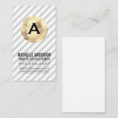 Monogram / Goud en Stripes Visitekaartje (Voorkant / Achterkant)