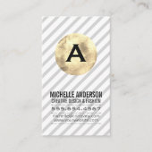 Monogram / Goud en Stripes Visitekaartje (Voorkant)