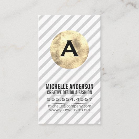 Monogram / Goud en Stripes Visitekaartje (Voorkant)