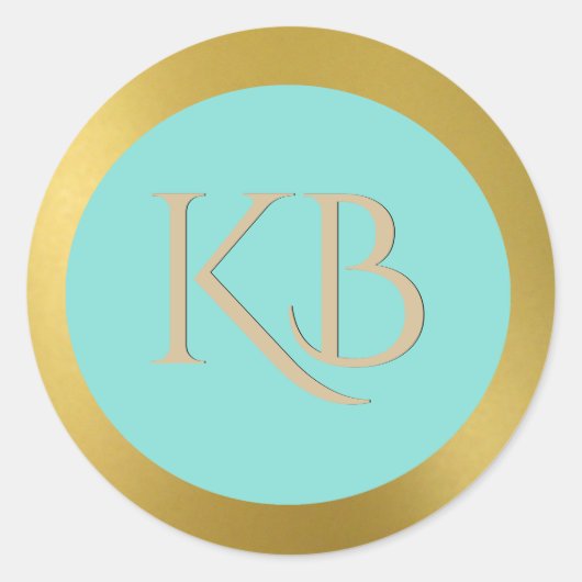 Monogram Goud en Turqoise Stickers (Voorkant)