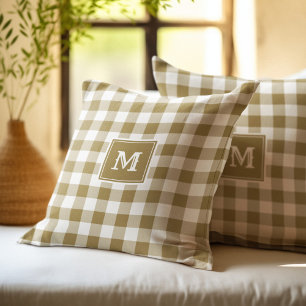 Monogram Goud en Wit Buffalo Plaid Kussen
