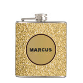 Monogram Goud en Wit Glitter Heupfles (Voorkant)