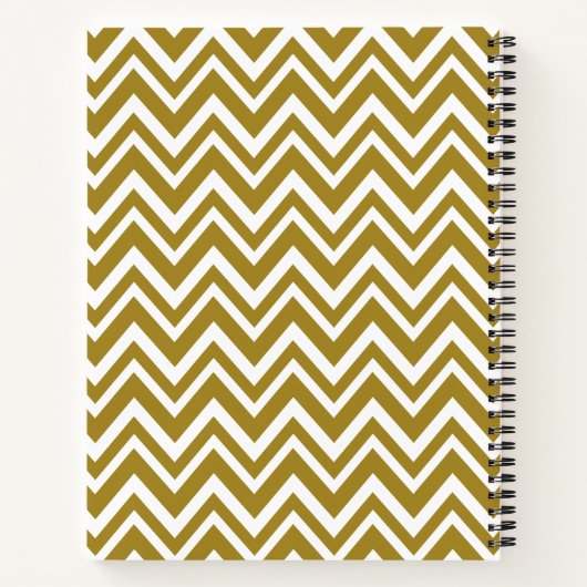 Monogram goud en witte Chevron Patroon met roze Notitieboek (Achterkant)