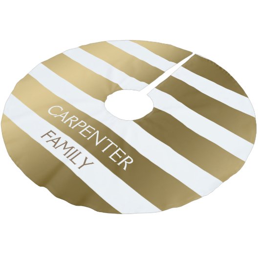 Monogram goud en witte horizontale strepen kerstboom rok (Gekanteld)