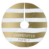 Monogram goud en witte horizontale strepen kerstboom rok (Voorkant)