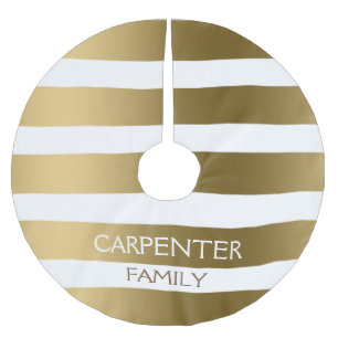 Monogram goud en witte horizontale strepen kerstboom rok