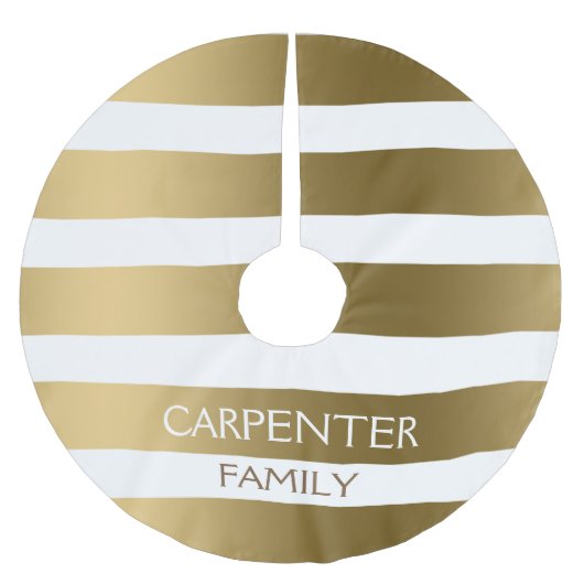 Monogram goud en witte horizontale strepen kerstboom rok (Voorkant)