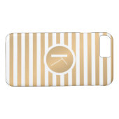 Monogram goud en witte strepen Case-Mate iPhone case (Achterkant (Horizontaal))