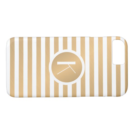 Monogram goud en witte strepen Case-Mate iPhone case (Achterkant (Horizontaal))