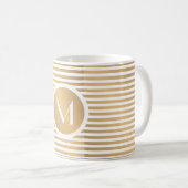 Monogram goud en witte strepen koffiemok (Voorkant rechts)