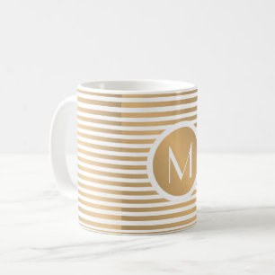 Monogram goud en witte strepen koffiemok
