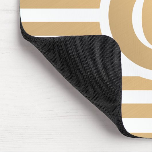 Monogram goud en witte strepen muismat (Hoek)