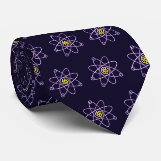 Monogram goud en zilver atoomstructuur wetenschap stropdas (Opgerold)