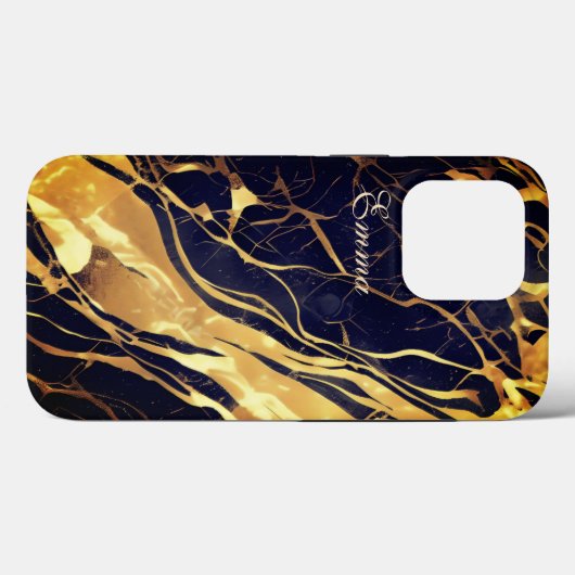 Monogram goud en zwart hoesje iphone 13 pro max (Achterkant (horizontaal))
