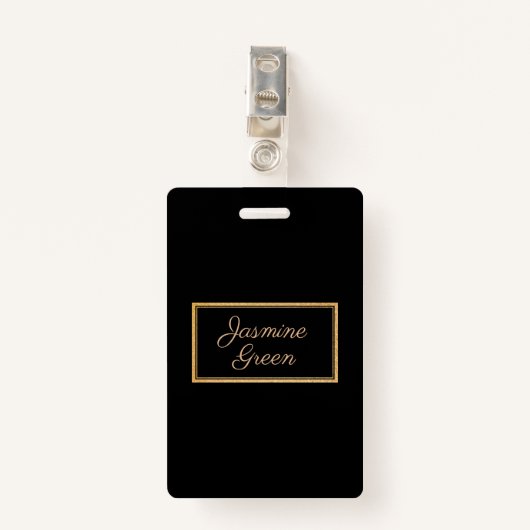 Monogram goud en zwart Lijst Badge (Voorkant met clip)