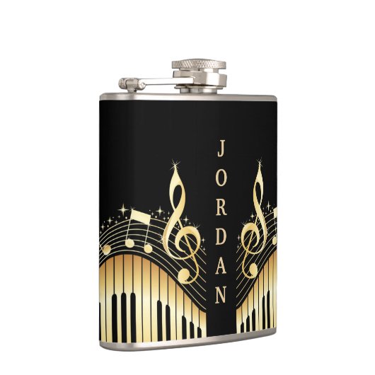 Monogram goud en zwart muzikaal toetsenbord heupfles (Rechts)