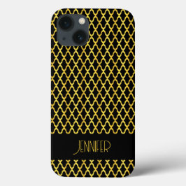 Monogram goud en zwart quatrefoil patroon Case-Mate iPhone case