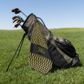 Monogram goud en zwart quatrefoil patroon golfhanddoek (Groen)