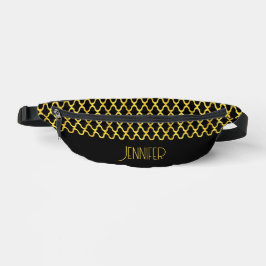 Monogram goud en zwart quatrefoil patroon heuptasje