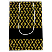 Monogram goud en zwart quatrefoil patroon medium cadeauzakje (Achterkant)