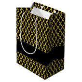 Monogram goud en zwart quatrefoil patroon medium cadeauzakje (Achterkant Gekanteld)