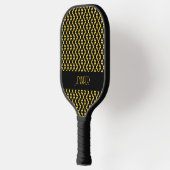 Monogram goud en zwart quatrefoil patroon pickleball paddle (Links)