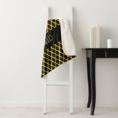 Monogram goud en zwart quatrefoil patroon sherpa deken (In situ)