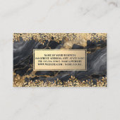 Monogram | Goud Folie Bladeren | Zwarte Marmer Visitekaartje (Achterkant)