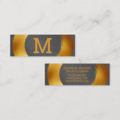 Monogram | Goud Folie Cirkelvormig Geborsteld Mini Visitekaartje (Voorkant / Achterkant)
