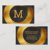 Monogram | Goud Folie Cirkelvormig Geborsteld Visitekaartje (Voorkant / Achterkant)