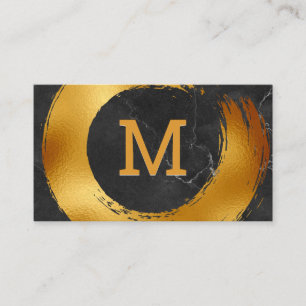 Monogram Goud Folie Cirkelvormig Geborsteld Visitekaartje