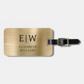 Monogram Goud Geborsteld Metallic Elegant Bagagelabel (Voorkant horizontaal)