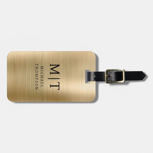 Monogram Goud Geborsteld Metallic Elegant Bagagelabel (Voorkant horizontaal)