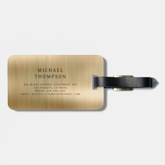 Monogram Goud Geborsteld Metallic Elegant Bagagelabel (Achterkant horizontaal)