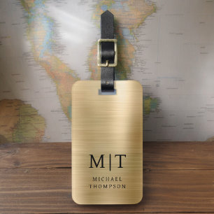Monogram Goud Geborsteld Metallic Elegant Bagagelabel